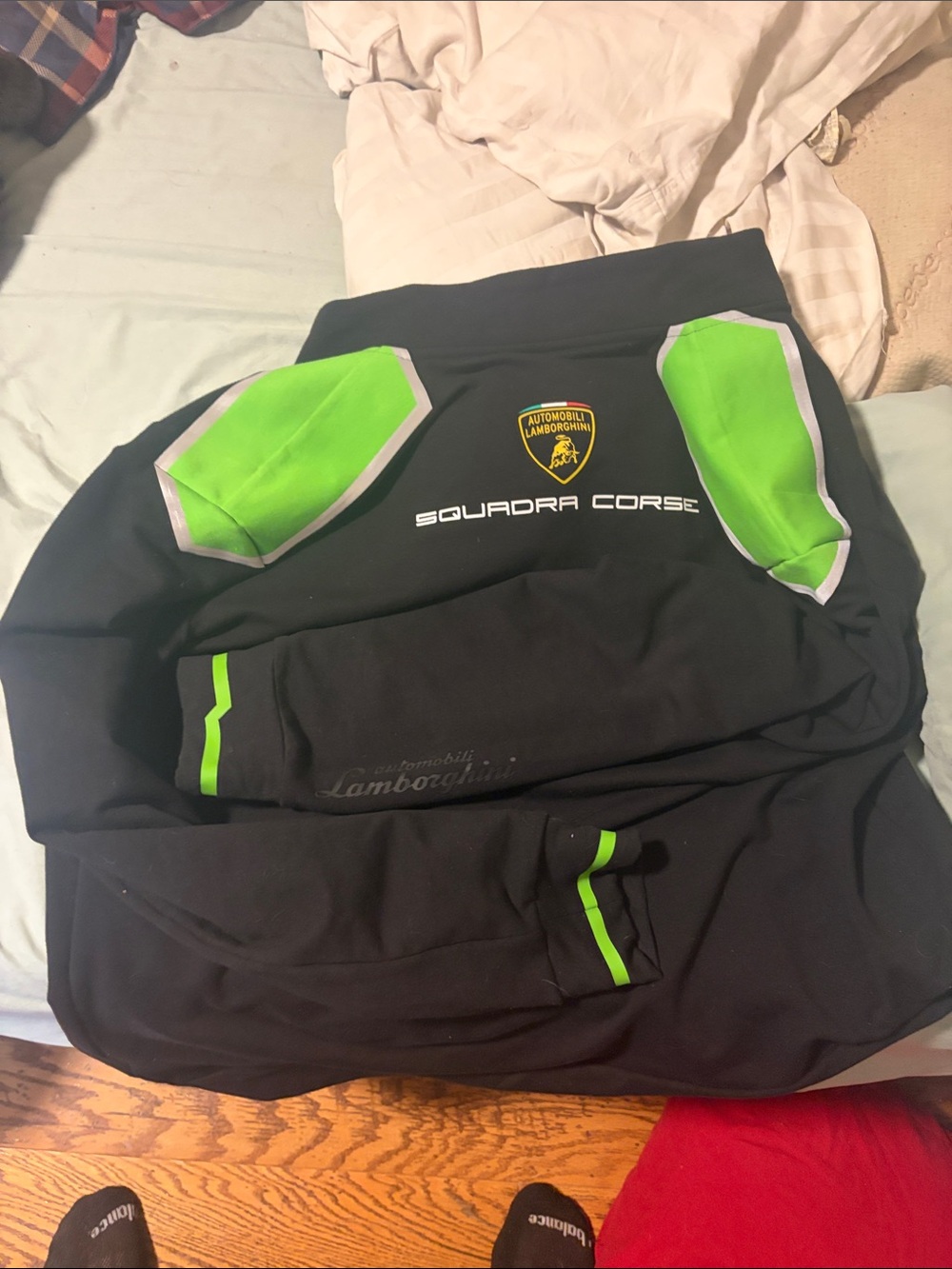 Lamborghini Black Hoodie with Bright Green Accents